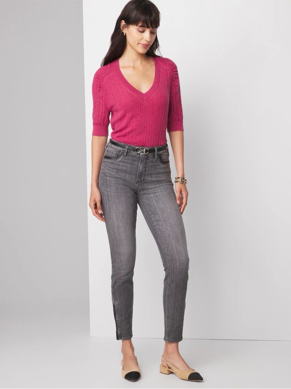 NWT White House Black Market High Rise Croc Skinny Ankle Jeans | 14R